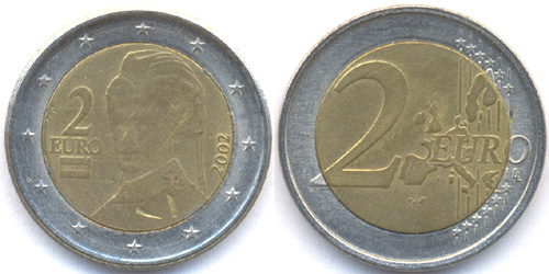 Ausztria 2 euro 2002 - hamis