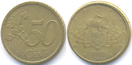 Olaszország 50 cent 2002 - hamis
