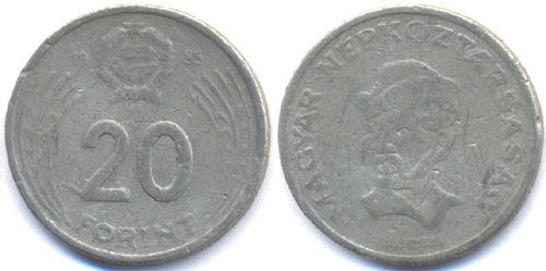20 forint 1985 - ólom hamis