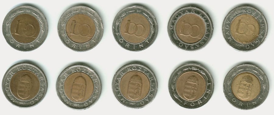 hamis bicolor 100 forintos érmék 1997 1998