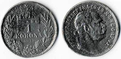 1 korona 1915 ón hamisítvány