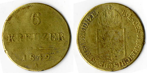 Ferenc József 6 kreuzer 1849 A - korabeli réz  hamisítvány