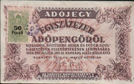 50000 adópengő 1946 - 50 pengő bélyeg