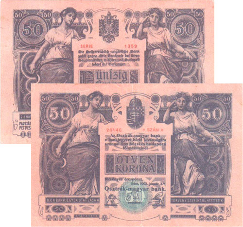 50 korona 1902 - hamis bankjegy