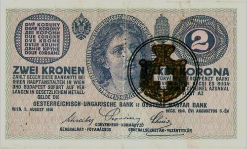 2 korona 1914 - hamis Savoyai kézi bélyegzés