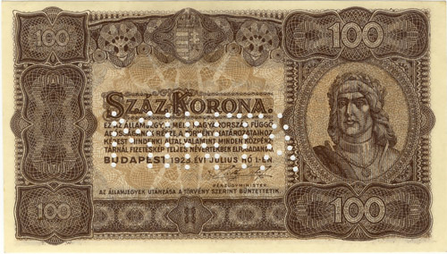 100 korona 1923 - hamis MINTA