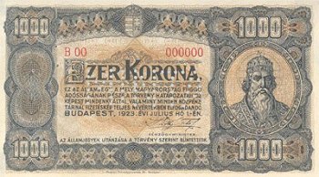 1000 korona 1923 - eredeti nullás MINTA