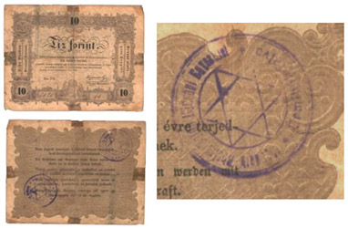 10 forint 1848 Kossuth - hamis cirillbetűs bélyegzéssel