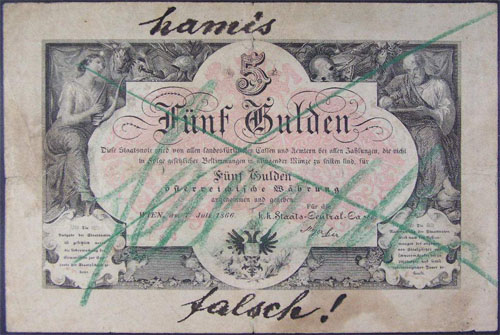 5 gulden / forint 1866 hamis