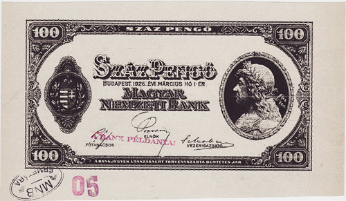 100 pengő 1926 - fázisnyomat fénymásolat hamis bélyegzőkkel