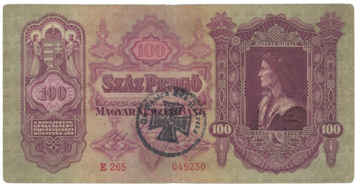 100 pengő 1930 - hamis vaskereszt bélyegzés