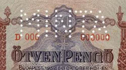 50 pengő 1932 eredeti MINTA bankjegy