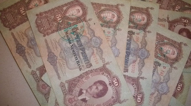 50 pengő hamis nyilas bélyegzések