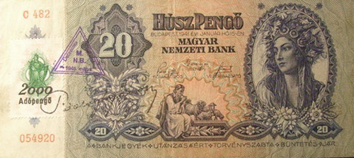 20 pengő 1941 - illetékbélyeg és bélyegzők
