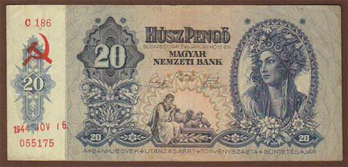 20 pengő 1941 - sarló-kalapács és dátum bélyegzés hamis