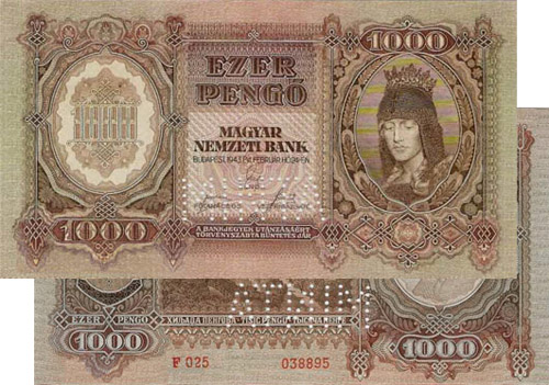 1000 pengő 1943 - sorszámos hamis MINTA
