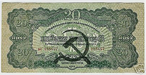 20 pengő 1944 - hamis sarló-kalapács bélyegzés