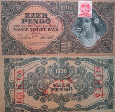 1000 pengő 1945 - hamis MINTA bélyegzés