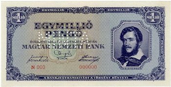1000000 pengő 1945 - eredeti nullás MINTA