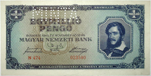 1000000 pengő 1945 - hamis MINTA