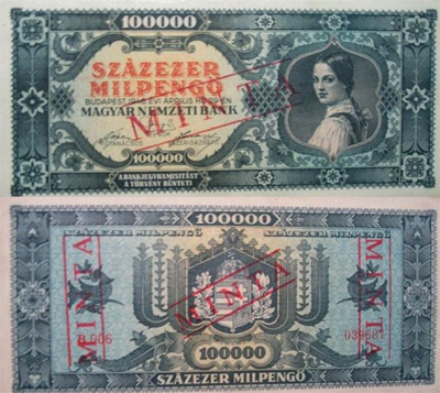 100000 milpengő 1946 - hamis MINTA bélyegzés