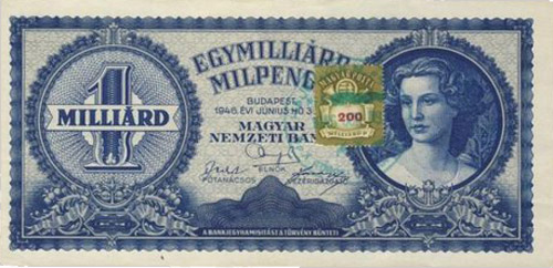 1 milliárd milpengő 1946 - hamis bélyeg és bélyegző