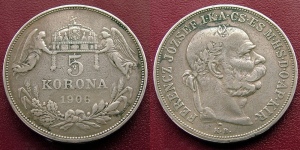 5 korona 1906 - 1900-as vjrat 0 szmjegybl tvsett 6-os