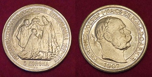 5 korona 1907 - olasz msolat fert peremdsz