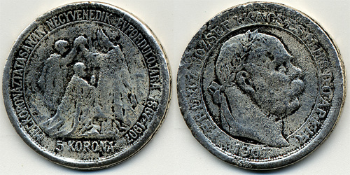 5 korona 1907 koronzsi jubileum - hamis